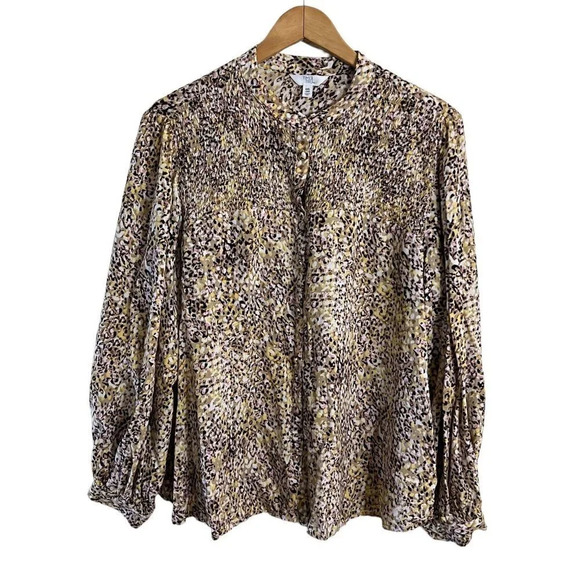 Time and True Cheetah Print Blouse Plus Size XXL Multicolor Long Sleeves Top - Picture 1 of 6